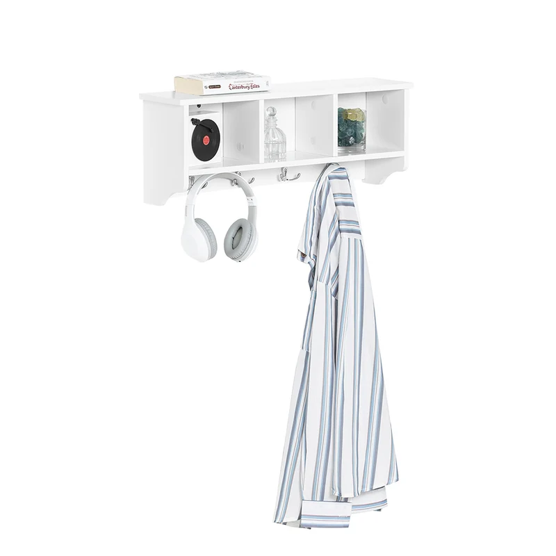 SoBuy FRG48-W Portemanteau Étagère murale Porte-manteau salle de bain Meuble d’entrée