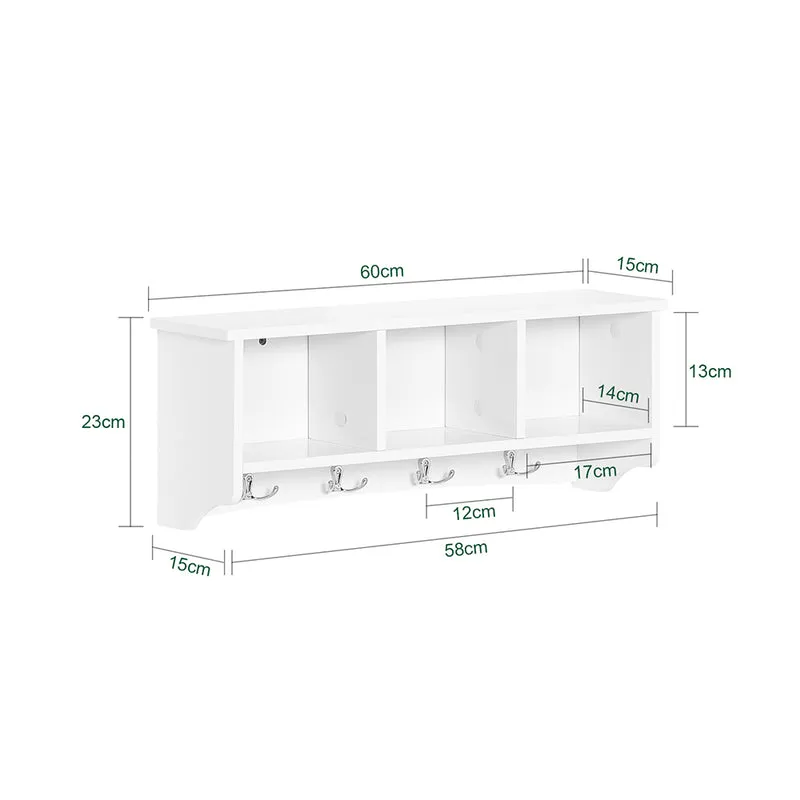 SoBuy FRG48-W Portemanteau Étagère murale Porte-manteau salle de bain Meuble d’entrée