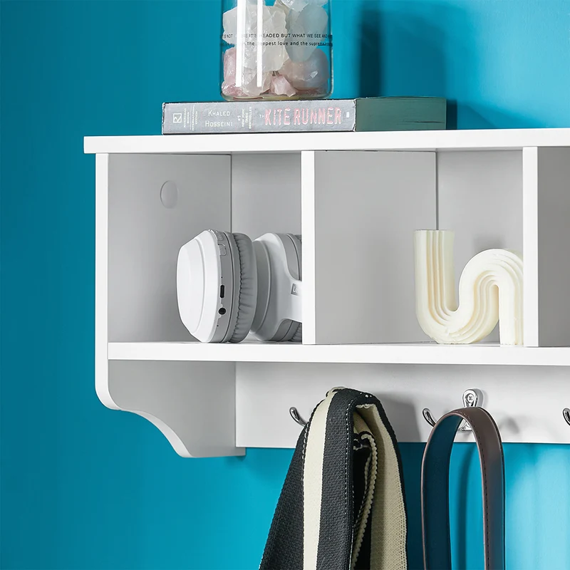SoBuy FRG48-W Portemanteau Étagère murale Porte-manteau salle de bain Meuble d’entrée