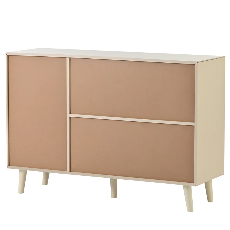 Buffet effet bois clair avec portes et tiroirs, poignées dorées 120*40*82cm GHUXEOTS