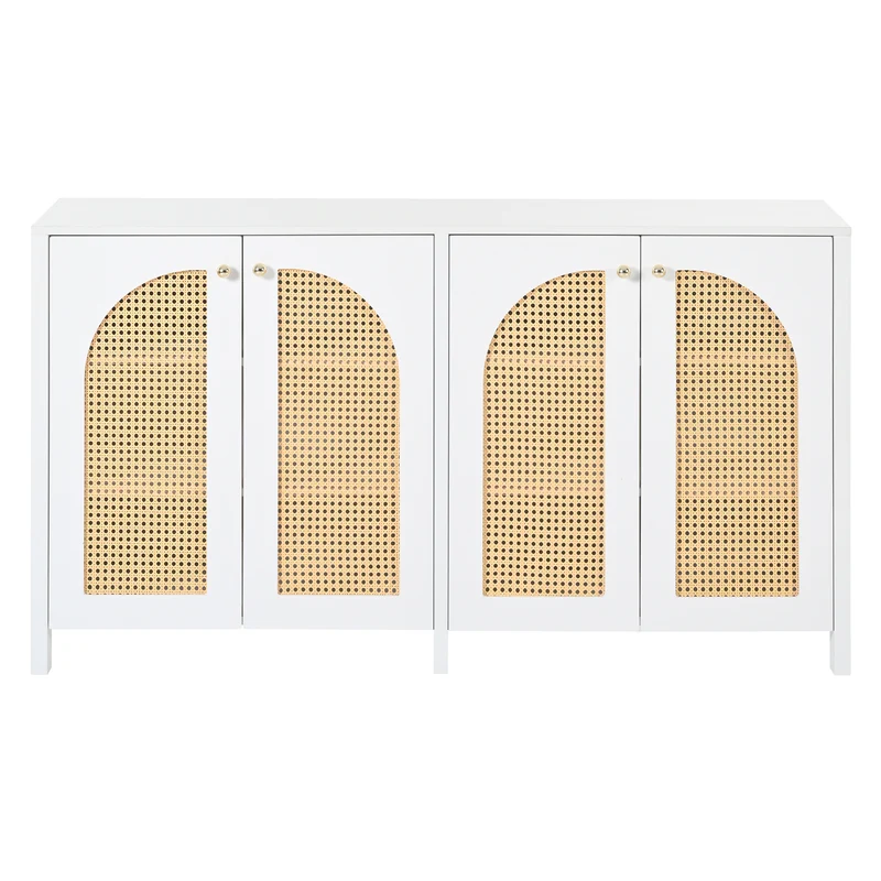 Buffet élégant blanc en rotin 4 portes SCIRQRAIN