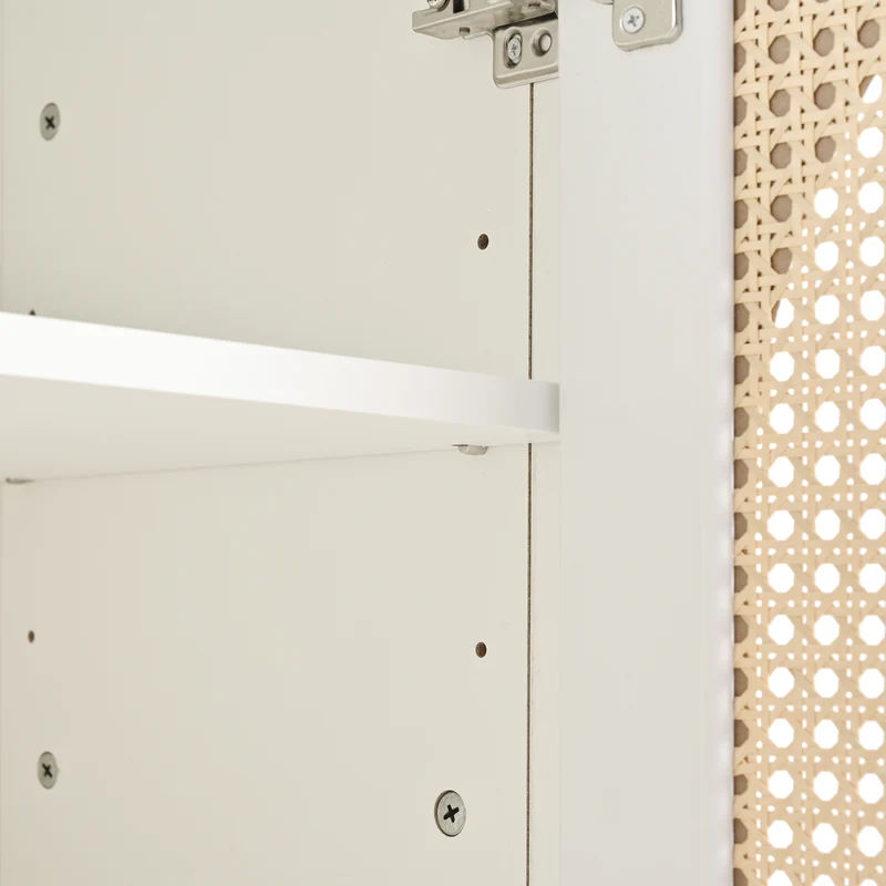 Buffet élégant blanc en rotin 4 portes SCIRQRAIN
