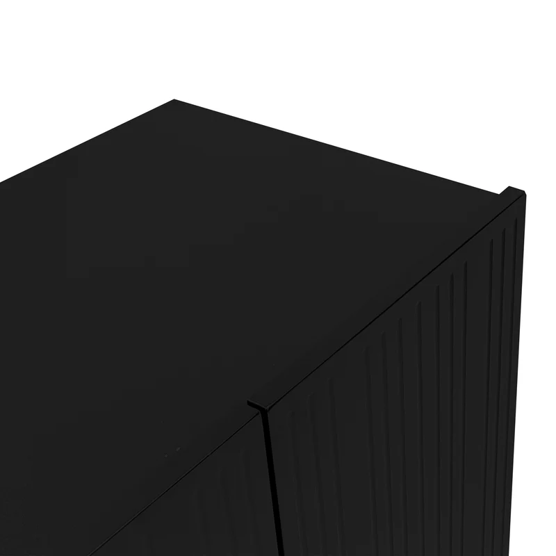 Buffet noir 4 portes avec motif et rangement 120*37.5*80.8 cm EVRENS BLACK