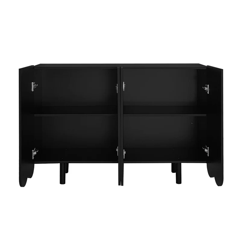 Buffet noir 4 portes avec motif et rangement 120*37.5*80.8 cm EVRENS BLACK