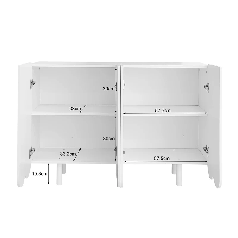 Buffet blanc 4 portes avec motif et rangement 120*37.5*80.8 cm EVRENS WHITE