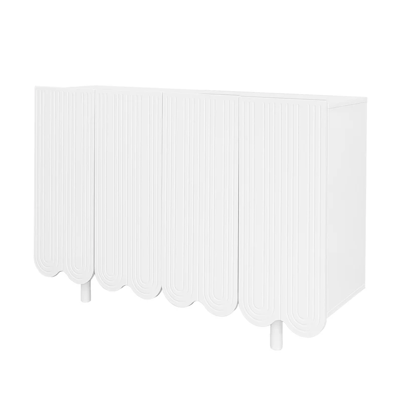 Buffet blanc 4 portes avec motif et rangement 120*37.5*80.8 cm EVRENS WHITE