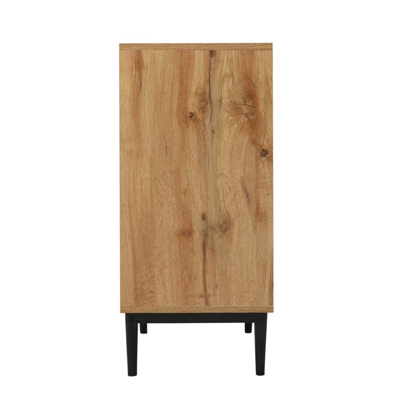 Buffet moderne en bois avec 3 portes 1 niche et étagères 160x35x76 cm OMHAT