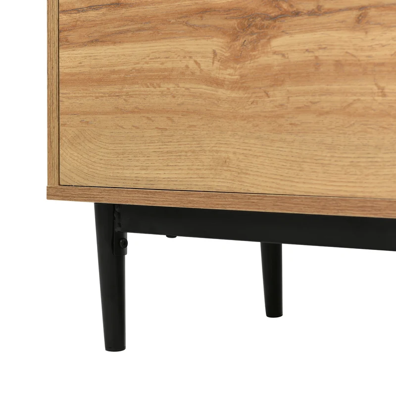 Buffet moderne en bois avec 3 portes 1 niche et étagères 160x35x76 cm OMHAT