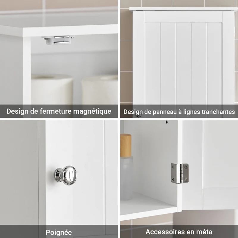 SoBuy BZR19-W Armoire Murale Salle de Bain avec Étagères Réglables, pour Salle de Bain et WC, Rangement Optimisé, Usage Quotidien – L40×P23×H52 cm, Bois, Blanc