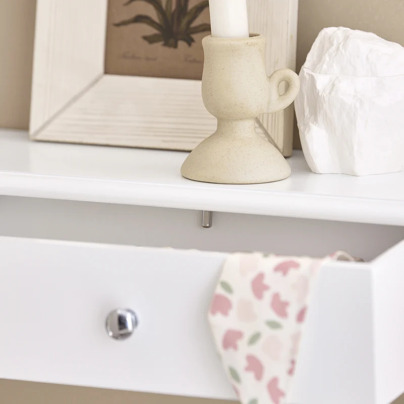 SoBuy FRG43-W Etagere Murale avec 2 Tiroirs - Étagère Flottante Moderne pour Entrée, Salon, Cuisine & Chambre - Blanc 64x15x10cm
