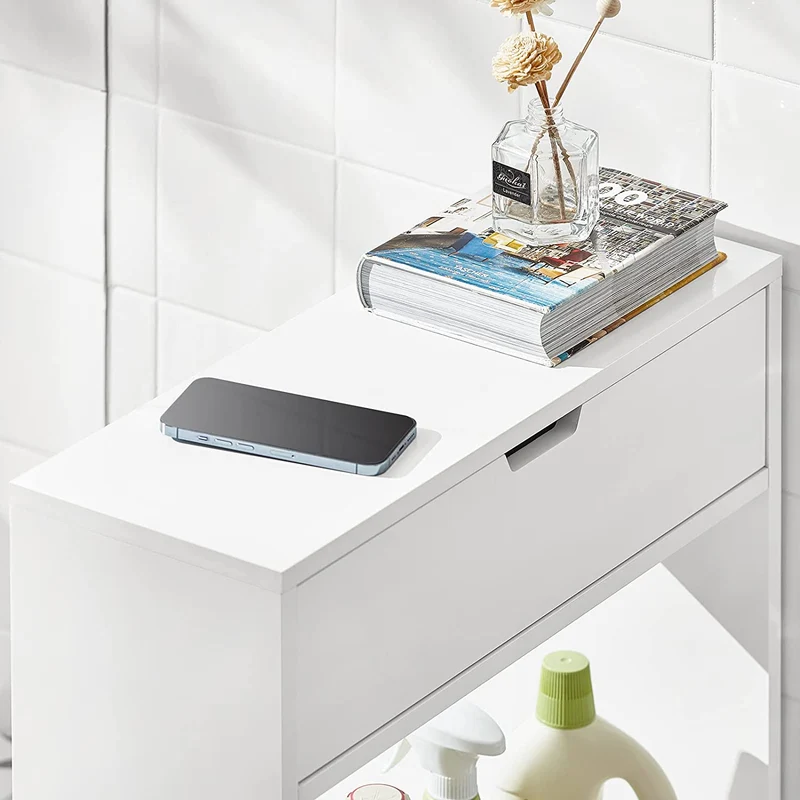 SoBuy BZR48-W Support Papier Toilette, Armoire Toilettes WC, Meuble de Salle de Bain, Armoire de Salle de Bain sur Pied