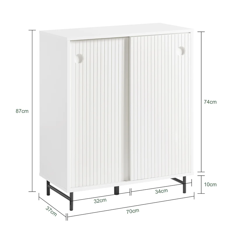 SoBuy FSB62-W Meuble d’Entrée avec Rangement Chaussures Intégré – 2 Portes Coulissantes – Entrée Organisée – 70x37x87 cm Blanc