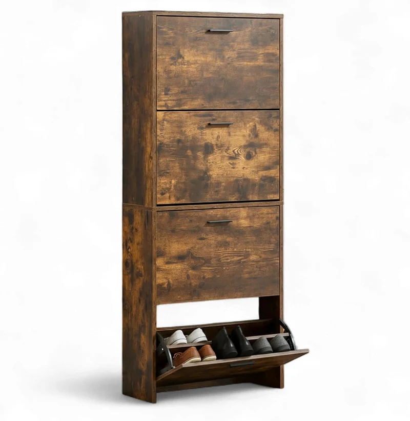 Meuble à Chaussures 24 Paires 4 Abattants – Armoire Étroite 24 cm Gain de Place – Meuble Entrée Bois Rustique 60x24x150 cm (Copie)