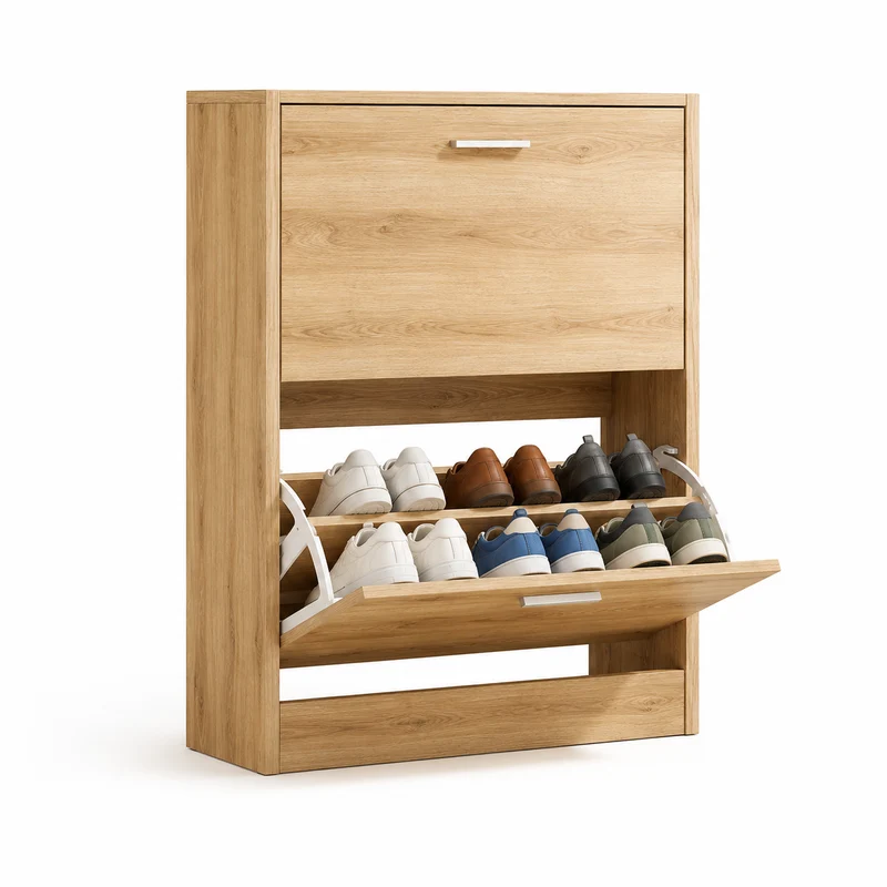 Meuble à Chaussures 12 Paires 2 Abattants – Armoire Étroite 24 cm Gain de Place – Meuble Entrée Bois clair 60x24x80 cm (Copie)