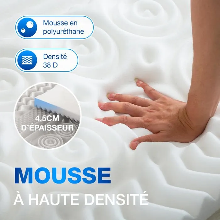 Surmatelas Mémoire de Forme 5 cm - Ergonomique, 13 Zones de Soutien, Idéal Matelas