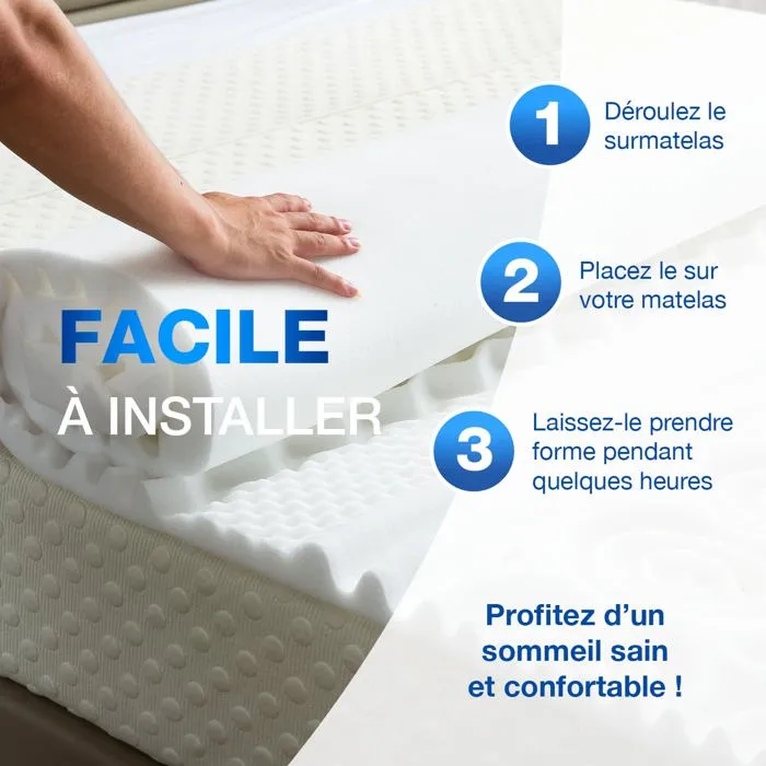 Surmatelas Mémoire de Forme 5 cm - Ergonomique, 13 Zones de Soutien, Idéal Matelas