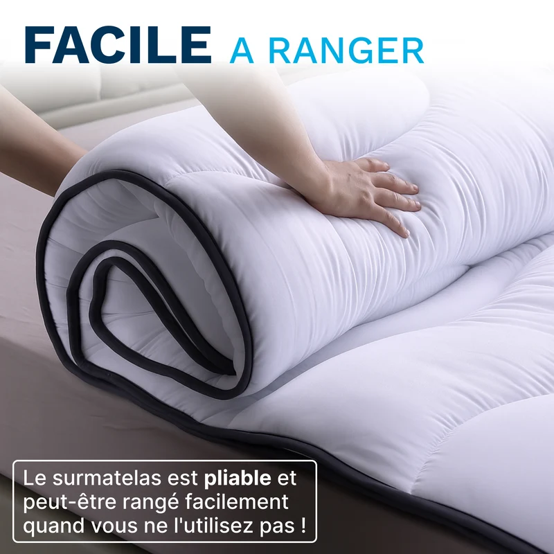 Surmatelas Nuage - Hypoallergénique, Respirant, Anti-Acariens, Idéal Matelas 2 Places