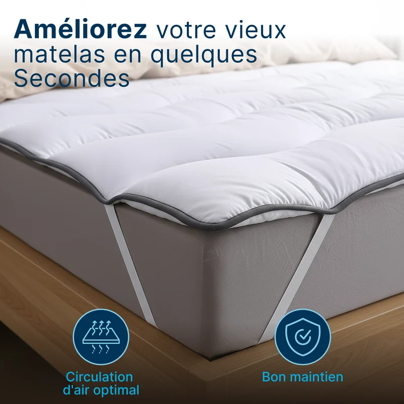 Surmatelas Nuage - Hypoallergénique, Respirant, Anti-Acariens, Idéal Matelas 2 Places