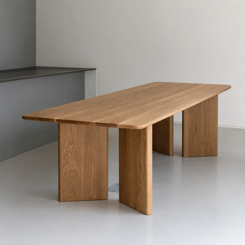 Foundry White Oak Dining Table, Minimalist Solid Wood Table