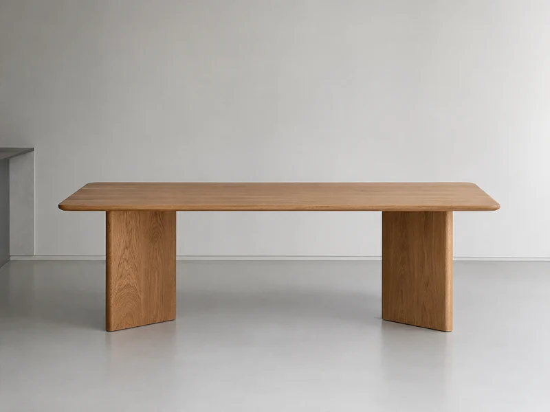 Foundry White Oak Dining Table, Minimalist Solid Wood Table