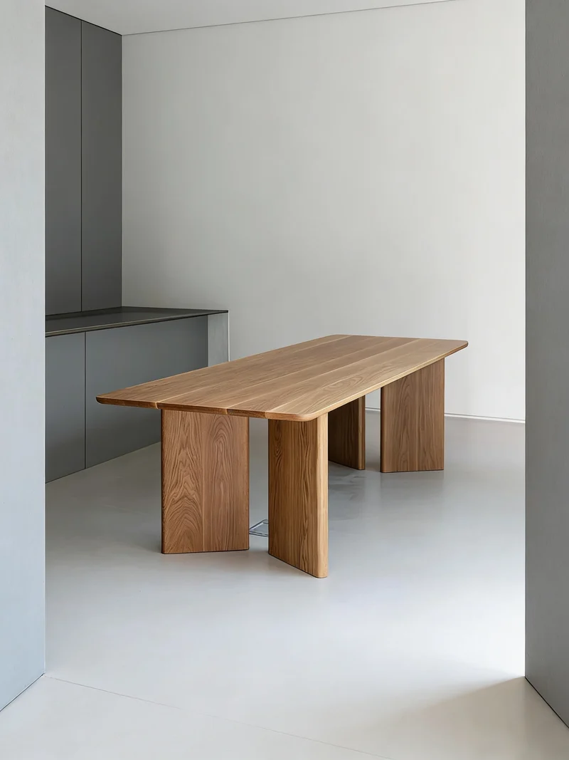 Foundry White Oak Dining Table, Minimalist Solid Wood Table