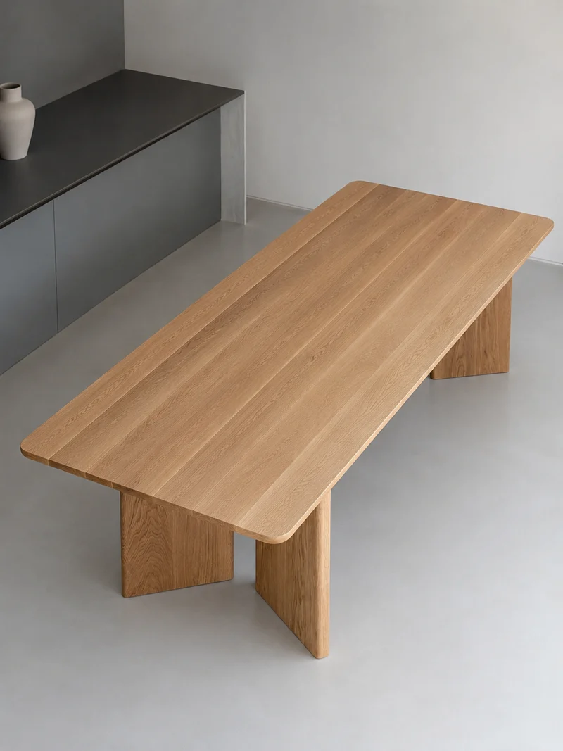 Foundry White Oak Dining Table, Minimalist Solid Wood Table