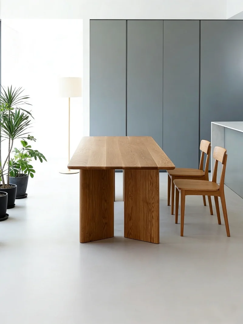 Foundry White Oak Dining Table, Minimalist Solid Wood Table