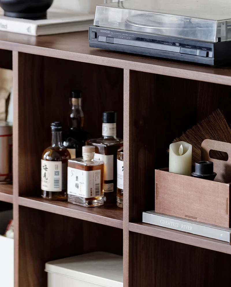 Pageturn Black Walnut Wood Display Shelf Bookcase