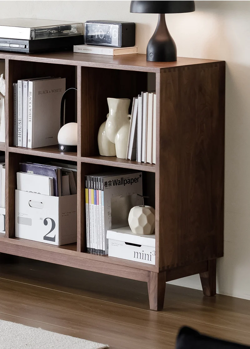 Pageturn Black Walnut Wood Display Shelf Bookcase
