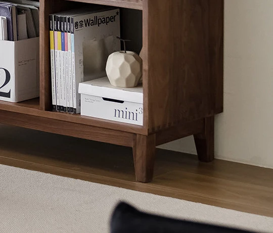 Pageturn Black Walnut Wood Display Shelf Bookcase