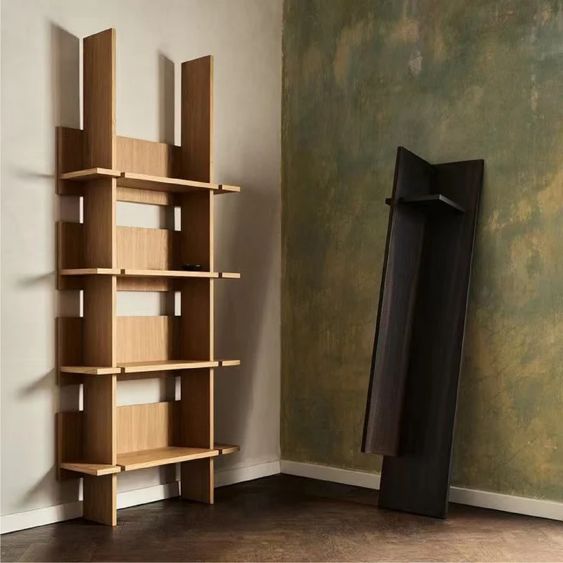 Bookish White Oak Scandinavian Open Shelf Bookcase