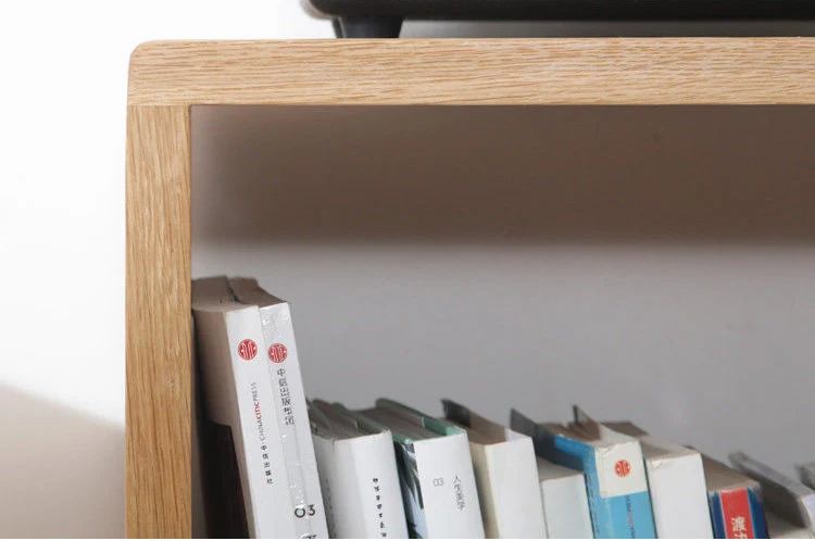 Literati White Oak Open Display Bookcase with Cubby Shelves