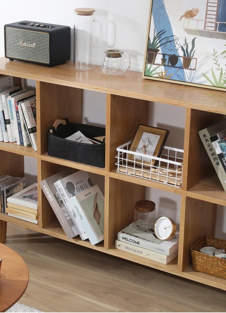 Literati White Oak Open Display Bookcase with Cubby Shelves
