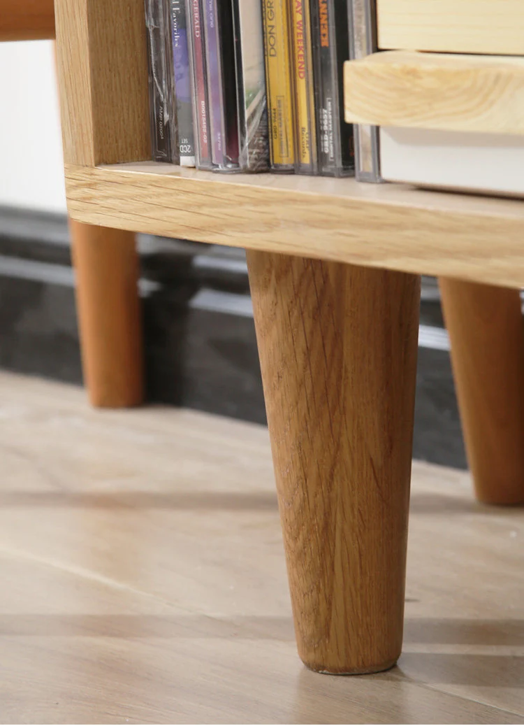 Literati White Oak Open Display Bookcase with Cubby Shelves