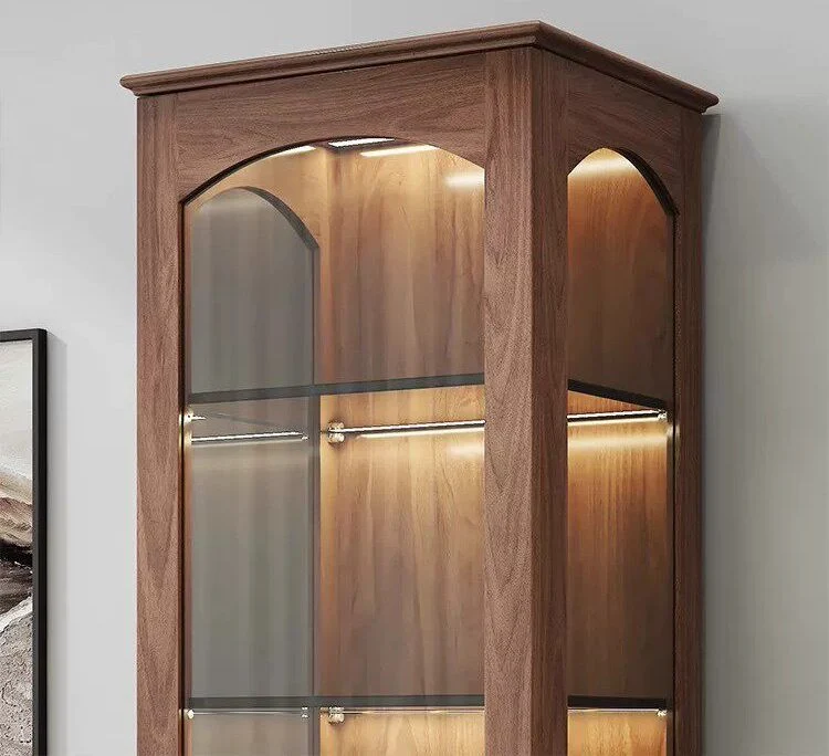 Dex Walnut Glass Display Cabinet for Collectibles & Wine
