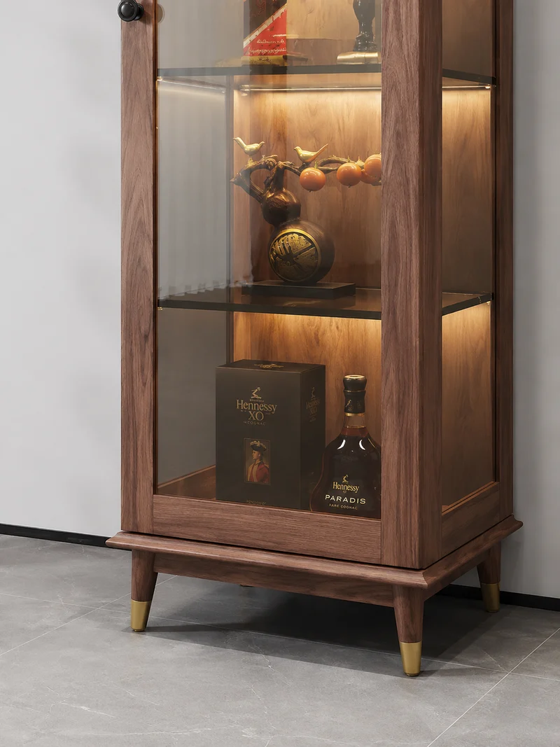 Dex Walnut Glass Display Cabinet for Collectibles & Wine
