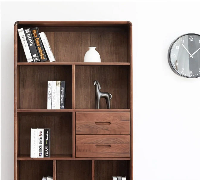 Libris Walnut Bookcase with Drawers & Open Display Shelves