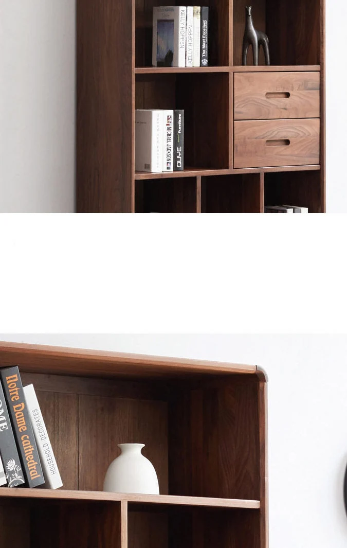 Libris Walnut Bookcase with Drawers & Open Display Shelves