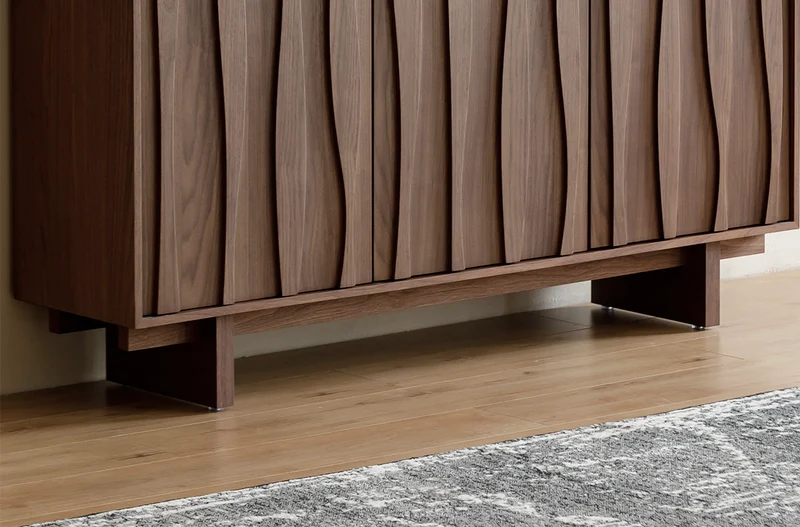 Stride Organic Modern Walnut Shoe Cabinet with Sculpted Doors
