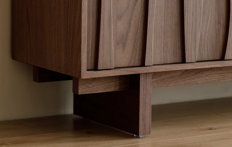Stride Organic Modern Walnut Shoe Cabinet with Sculpted Doors