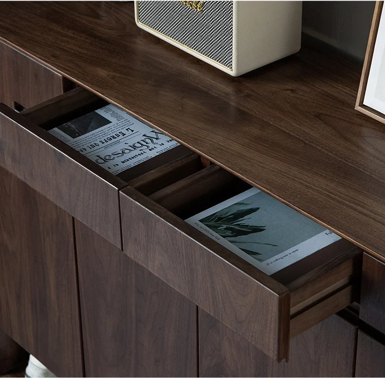StrideBox Walnut Wood Shoe Cabinet with Concealed Storage