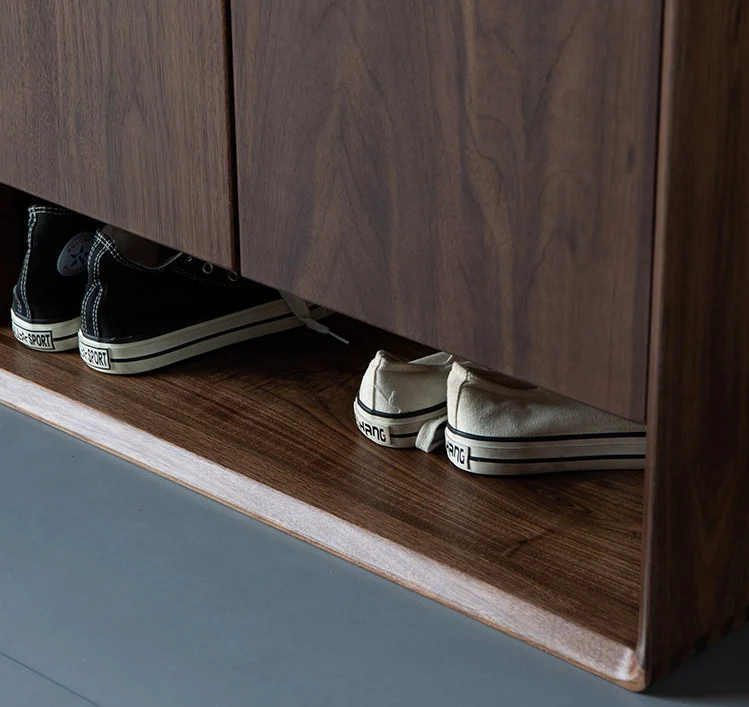 StrideBox Walnut Wood Shoe Cabinet with Concealed Storage