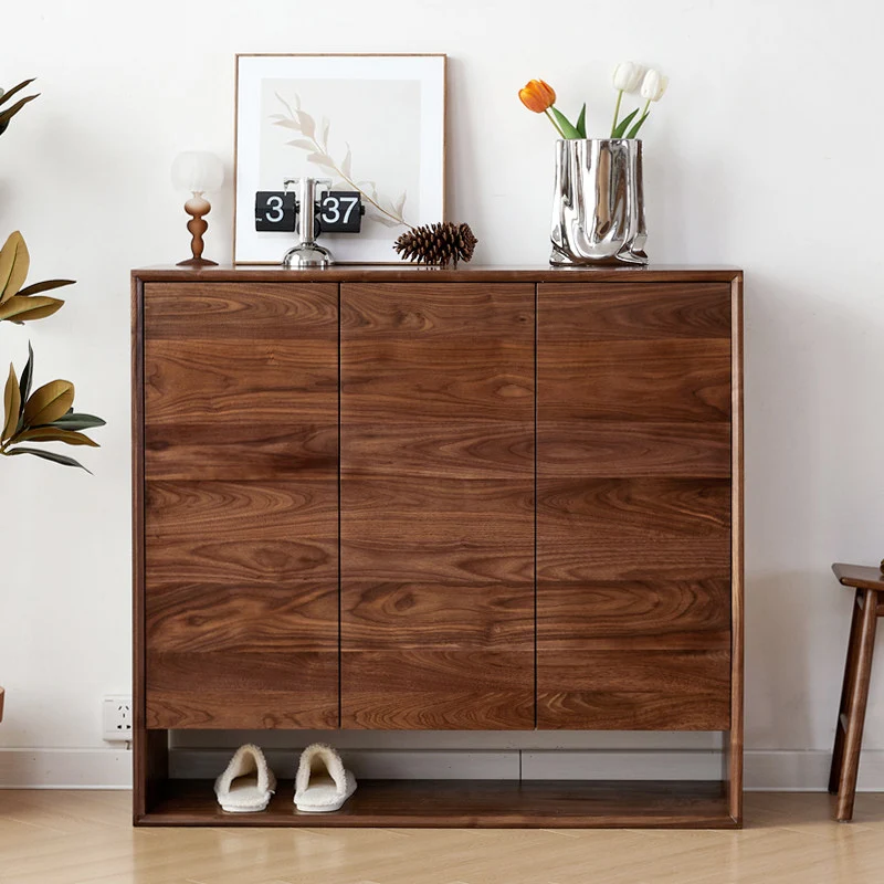 ArchNest Walnut Wood Shoe Cabinet with Adjustable Shelves