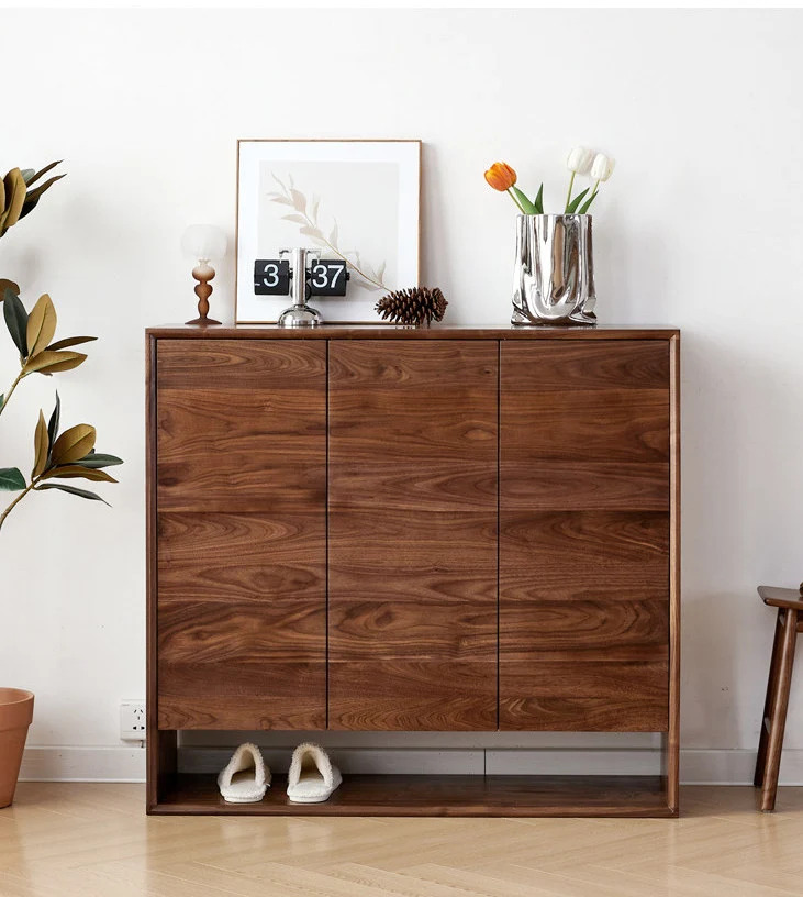 ArchNest Walnut Wood Shoe Cabinet with Adjustable Shelves