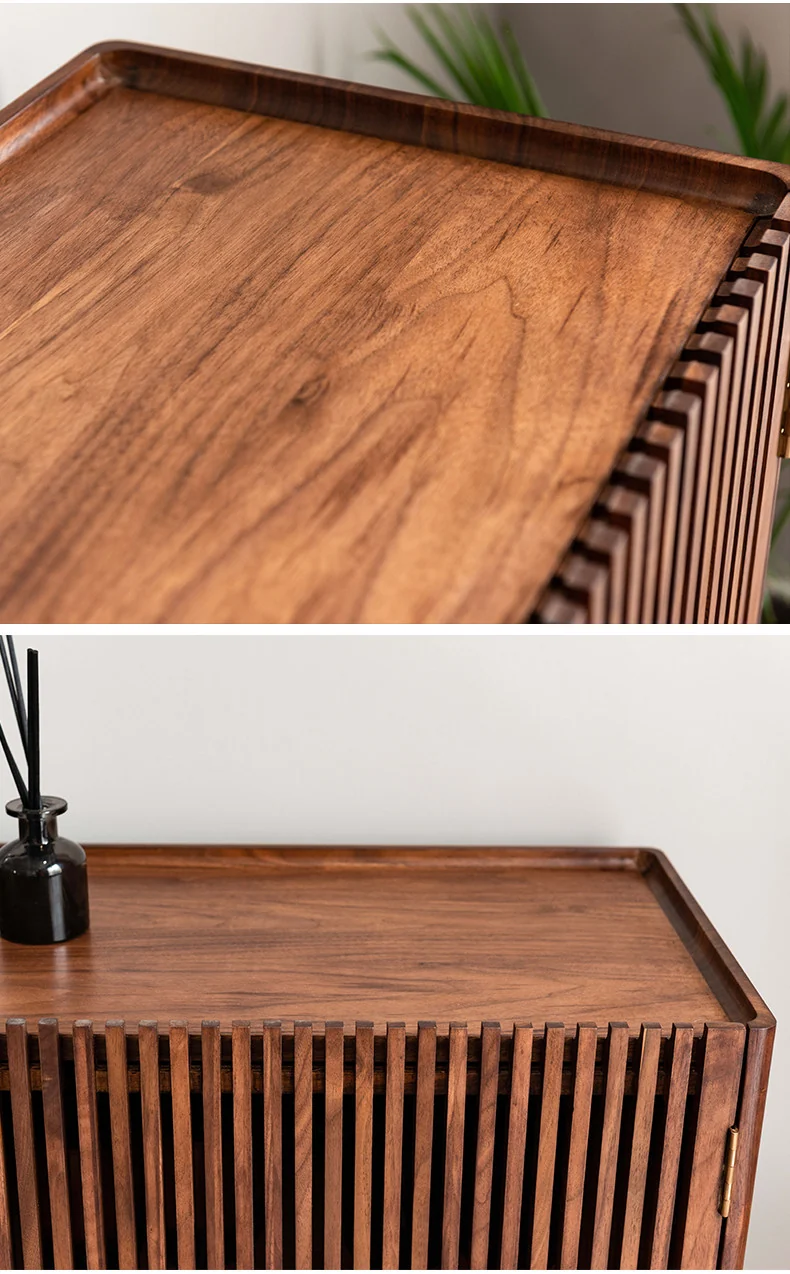 SoleCase Walnut Shoe Cabinet with Slatted Doors