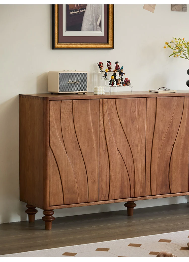 StepVault Walnut Shoe Cabinet with Artistic Curved Doors