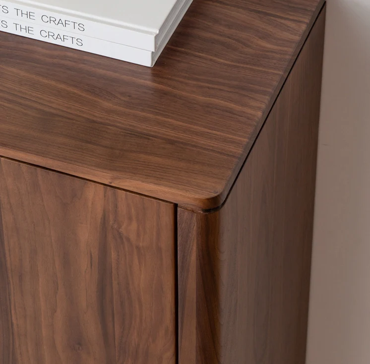 WoodPlinth Mid-Century Japandi Wooden Shoe Cabinet