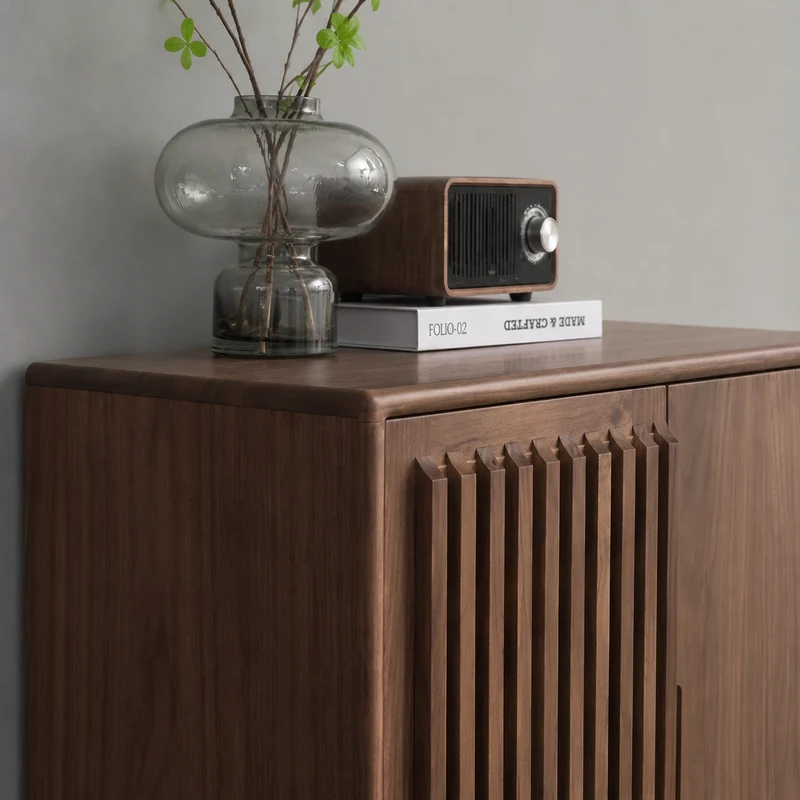 BeamDeck Japanese Slatted Wood Shoe Cabinet with Storage