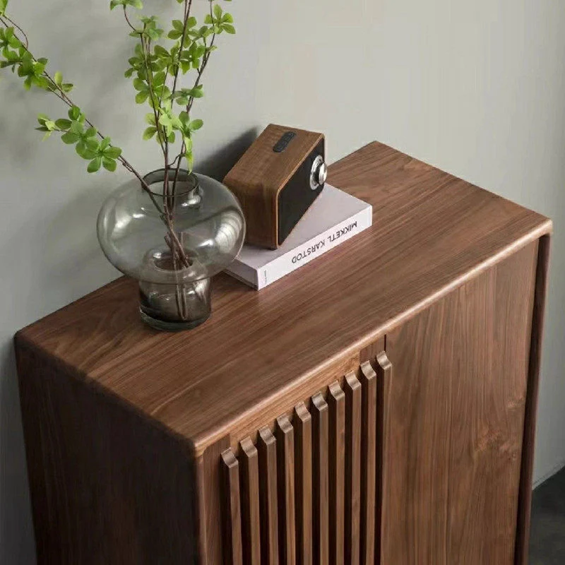 BeamDeck Japanese Slatted Wood Shoe Cabinet with Storage