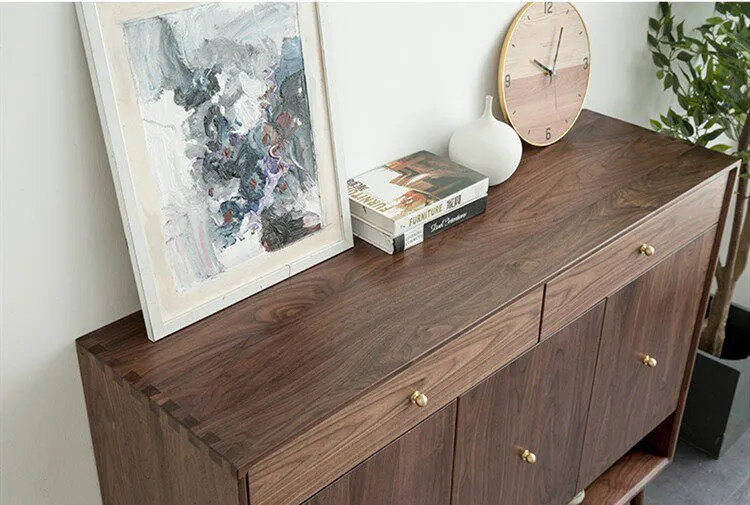 FirmView Walnut Shoe Cabinet with Drawers and Shelf